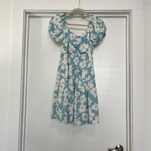 Altar'd State Blue and White Floral Mini Dress